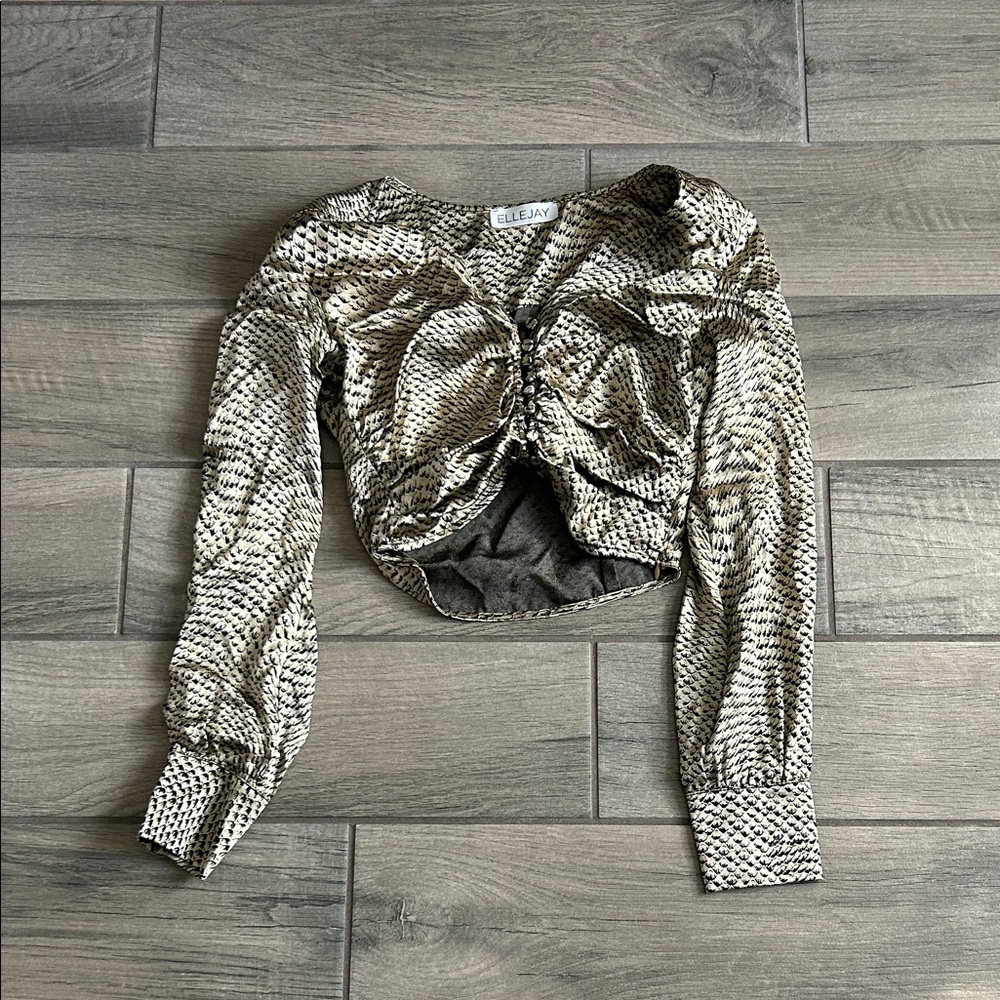 Patterned Crop Top - Black and Brown